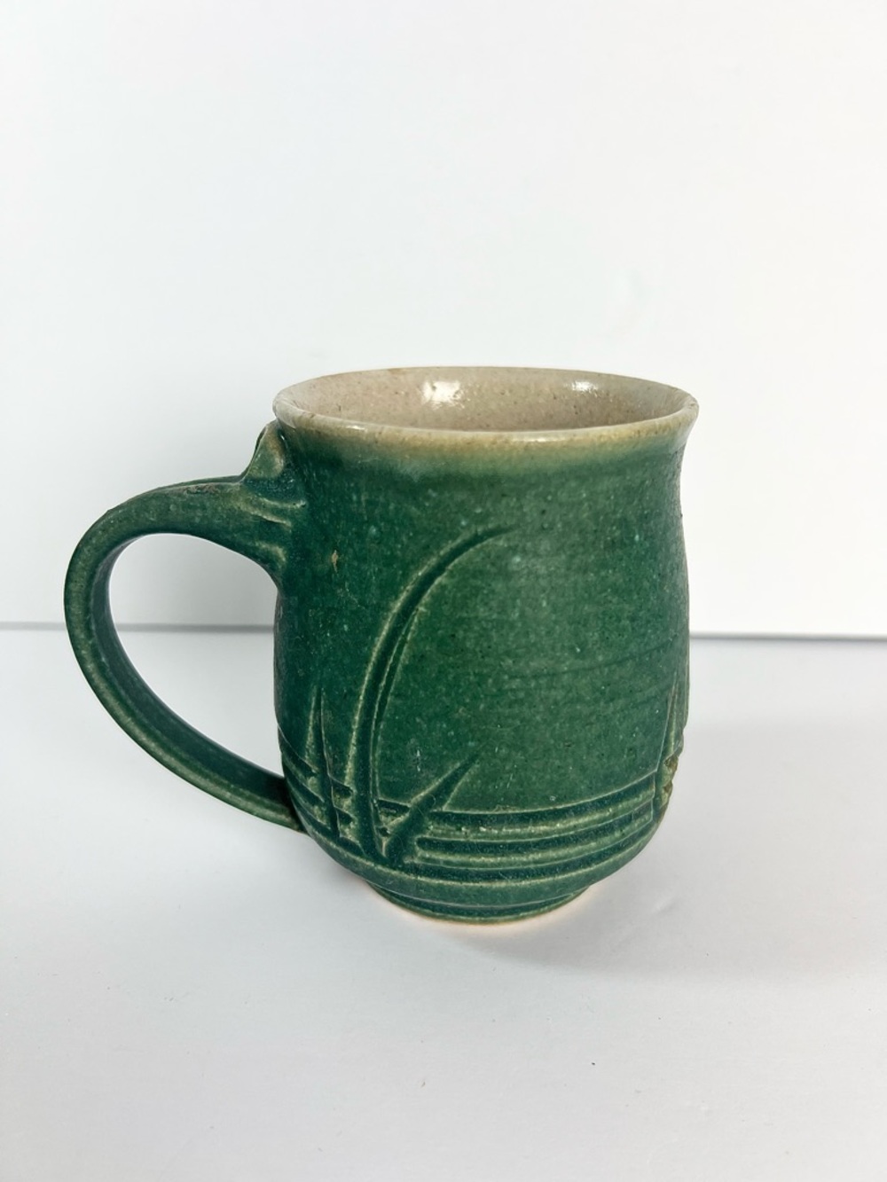 Pottery‎ Mug artisan boho green coffee cup Tea